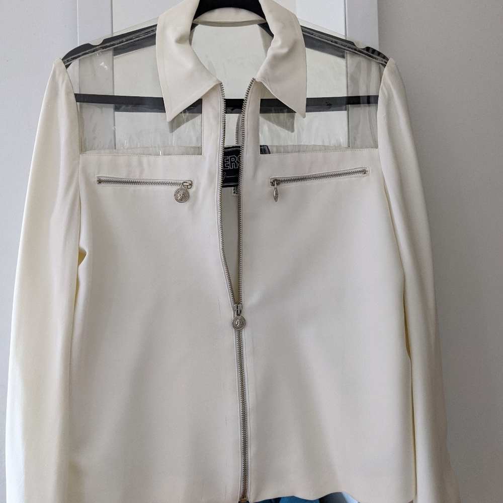 Versus by Versace clear shoulder, white blouse